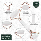 Jade Roller for Face, Facial Roller Massager Skin Care Tool, Gua Sha Facial Tools for Face, Neck, Eyes, Reduce Puffiness of The Skin - White
