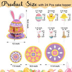 Tanlade 3 Tier Easter Cupcake Stand and 24 Pcs Cupcake Toppers Bunny Birthday Party Supplies Puppy Egg Shaped Bunny Print Cupcake Holder for Puppy Easter Kids Theme Birthday Party Decorations