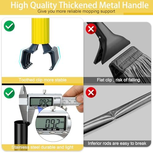 SOBONNE Commercial Mop Handle Heavy Duty, Industrial Mop Stick with Jaw Clamp Wet Gripper Mops Head Replacement Holder for Floor Cleaning