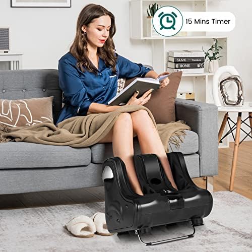 COSTWAY Foot and Calf Massager, Shiatsu Heated Electric Foot Massager with Heating, Vibration, Deep Kneading, Tilt Base, Washable Sleeves, Leg Massager for Relaxation, Foot Pain Relief