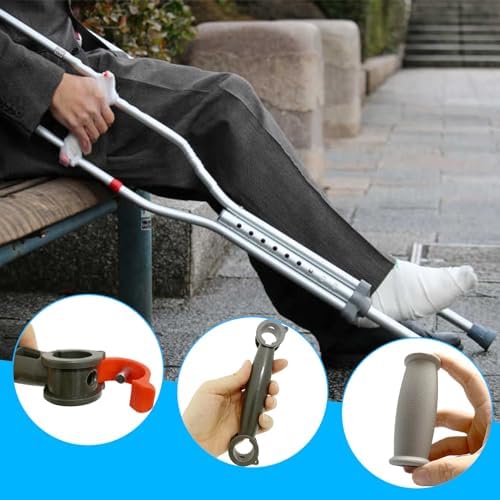 Crutch Hand Grips Kit - Replacement Handles and Pads for Disabled & Elderly Crutch, 2 Pcs