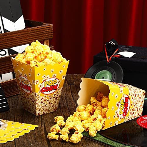 Panelee 100 Pack Popcorn Boxes for Christmas Movie Night 24oz Popcorn Disposable Paper Bucket Bags Bulk Snack Container Cups Holder for Xmas Party Carnival
