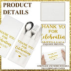 Fuutreo 100 Pcs Wedding Linen Feel Napkins Pocket Disposable Flatware Airlaid Paper Absorbent Dinner Napkins for Wedding Shower Engagement Party Decorations(Gold)
