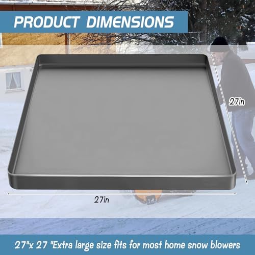 Snow Blower Mat, 27''x27'' Silicone Snowblower Drip Pan with Raised Edge for Garage, Electric Snow Shovel Mat Garage Oil Spill Protector Pad, Non-Slip No Splatter, Grey