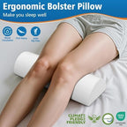 SweetSlubr Knee Pillow for Side Sleepers, Half Moon Memory Foam Bolster Pillow for Legs, Ergonomic Design Wedge Elevation Pillow for Side & Back Sleeping, Under Knee Support, Foot, Ankle, Lumbar,White