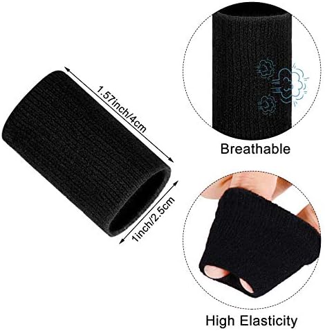 Civaner 12 Finger Sleeves for Arthritis Sports Breathable Elastic Finger Straps Joint Compression Protectors for Sport Relieve Painful Compression Pressure (Black)