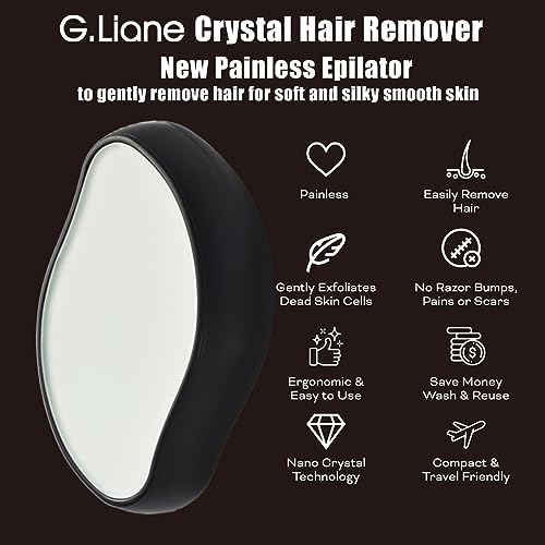 Crystal Hair Eraser,Crystal Hair Remover and Exfoliator,Nano Glass Hair Remover Stone,Reusable Painless Physical Hair Removal Depilator for Men Women Quick Soft Silky Skin (Black)
