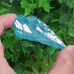 Acxico 5Pcs Titanium Rainbow Aura Lemurian Quartz Blue Crystal Point Healing
