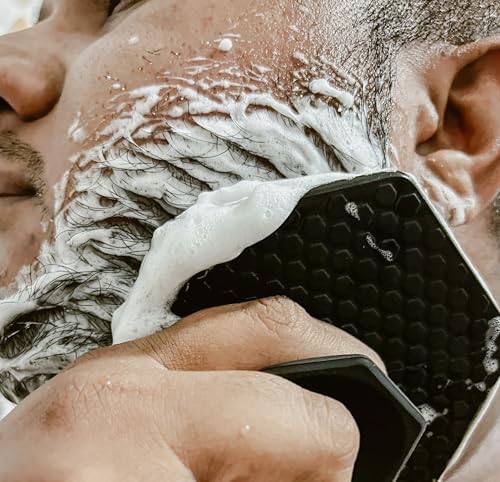 The BEARD BLACK Silicone Beard Scrubber, Facial Hair Exfoliator Brush, Deep Cleans, Removes Beardruff & Dandruff, Unclogs Pores & Helps Hair Growth, Soft-Touch Shower & Bathroom Accessory for Men