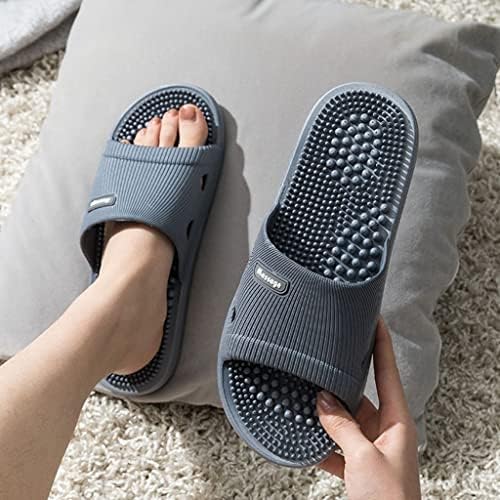 Massage Slippers Acupressure Foot Open Toe Reflexology Sandals Relief Neuropathy Arthritis Plantar Foot Pain Plantar Fasciitis Slippers Women Men Indoor Non-Slip for Bath Shower, Gray, 9-9.5