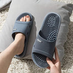 Massage Slippers Acupressure Foot Open Toe Reflexology Sandals Relief Neuropathy Arthritis Plantar Foot Pain Plantar Fasciitis Slippers Women Men Indoor Non-Slip for Bath Shower, Gray, 9-9.5