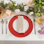 SHACOS 100Pcs Disposable Paper Placemats Red, 13" Round Place Mats Dining Table Paper Charger Table Mat for Christmas Dinner Party Wedding Birthday Banquet Table Setting Decor