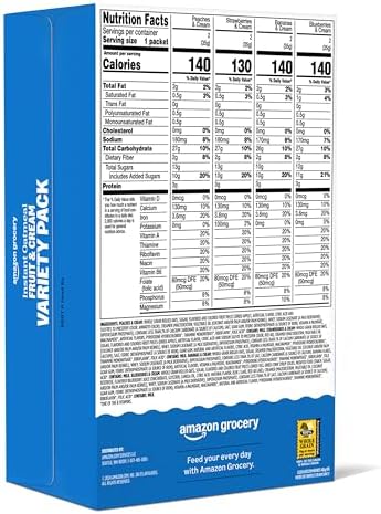 Amazon Grocery, Instant Oatmeal, Fruit & Cream Variety Pack, 9.8 Oz