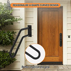 1pcs U-Shaped Wall Mount Handrail Iron Outdoor Grab Bar Black Hand railings for 1 to 3 Steps Stairs(Dia 1" Iron Pipe,17.71''Length,16.53''Height)