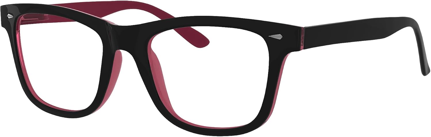 Eyekepper Readers Square Large Lenses Spring-Hinges Reading Glasses Women Black-Red +2.00