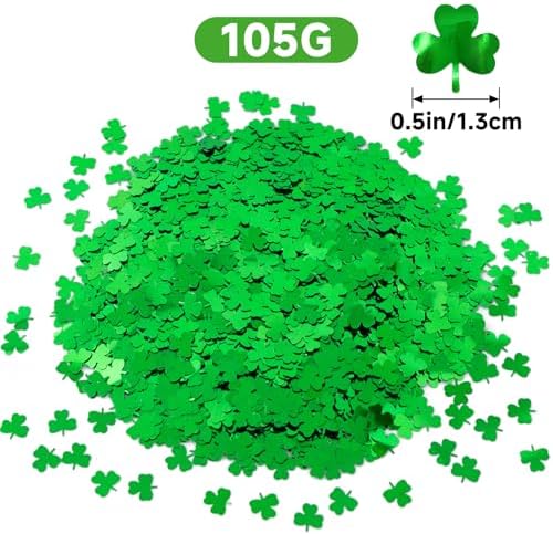 Anwyll St.Patrick's Day Confetti - 3000Pcs 3.70oz Shamrock Confetti St.Patrick's Day Party Favor Decoration Lucky Clover Irish Table Scatter Confetto for Sanit Patricks Day Decor (Green)