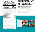 KIND ZERO Added Sugar Bars, Dark Chocolate Nuts and Sea Salt, Keto Friendly Snacks, Gluten Free, 5g Protein, 5 Count