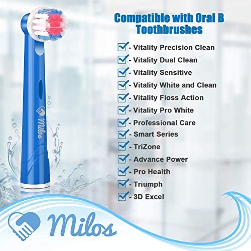 Milos Kids Replacement Heads Compatible with Oral B - Replacement Toothbrush Heads for Teenagers Aged 10-16 Soft Sensitive Replacement Brush Heads 16 Pack