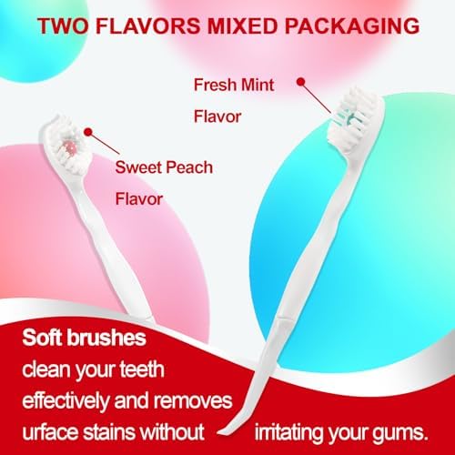 Mini Disposable Toothbrushes with Toothpaste and Toothpick, Tongue Cleaners, Reduce Bad Breath, Tongue Scraper, Prepasted Toothbrush, Pick for Work or Travel (Mint, 20pcs)
