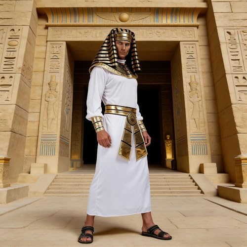 PGOND Adult Men's Egyptian Pharaoh Halloween Costume White