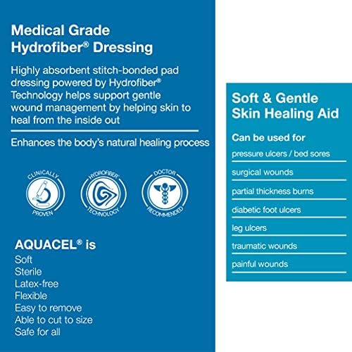 ConvaTec AQUACEL Extra 2"x2" Hydrofiber Absorbant Dressing for Moderate to Highly Exuding Wounds, Non-Woven Two-Dimensional Strengthening Fibers, Square, 10ct Box