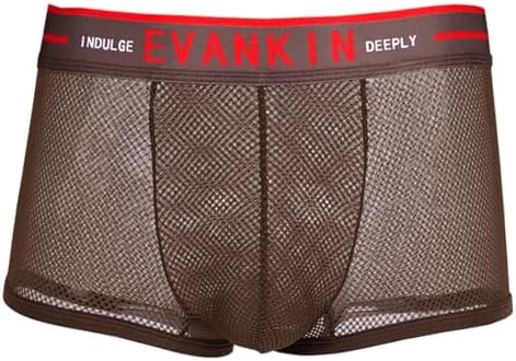 Men Mesh Boxer Briefs Sexy See Through Underwear Breathable Trunks Lingerie Wide Waistband