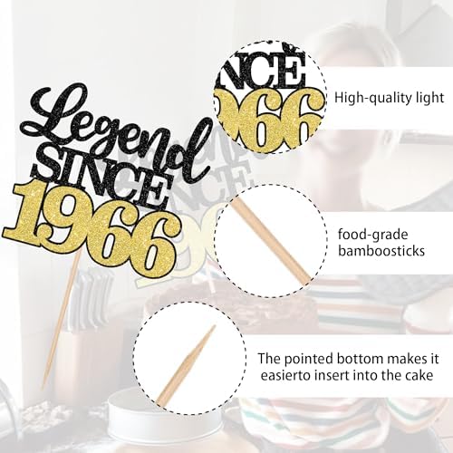 1 PCS Legend Since 1965 Cake Topper Black Gold Glitter Sixty Happy 60th Birthday Cake Pick Cheers to 60 Years Cake Decoration for 60th Birthday Wedding Anniversary Party Decorations Supplies