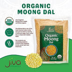 Jiva Organic Yellow Moong Dal 2 LB - Non-GMO, Gluten Free - Great for Kitchari - Split Yellow Mung Beans