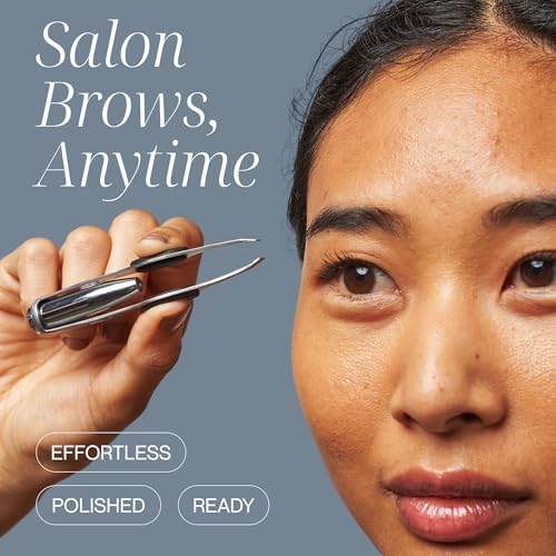 Tweezer Guru Pro Illuminating Eyebrow Tweezers for Women & Men Professional Stainless Steel Slanted Tweezers with LED Light Mirror Pouch Precision Tweezers for Brow Facial Hair Ingrown Hair Silver