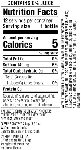 Lipton Diet Peach Iced Tea, 16.9 Fl Oz Bottles (Pack of 12)