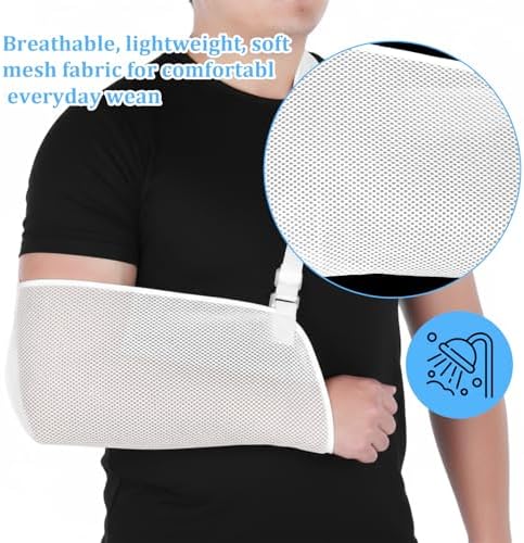 ElevateTech Mesh Arm Shoulder Sling, Breathable Shoulder Immobilizer Shower Adjustable Suitable for Left And Right Arms Comfort Type (White)