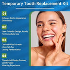 Veneers Teeth for Women, Tooth Replacement Missing Teeth, Upper Veneer Cosmetic Tooth, Moldable Thermal Beads Replacement Kit, Unisex to Denture Repair Kit, 6PCS