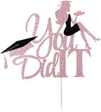 Congratulations on graduation Cake topper 2026 glitter girl graduation cake topper 2026 graduation decorations 2026 graduation party decoration supplies (rose gold)