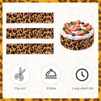 3pcs Pink Leopard Edible Cake Borders, 11.02x2.44in Pre-Cut Edible Wrap Strips Glutinous Rice Paper Birthday Cake Decorations for Leopard Theme Birthday Party Supplies