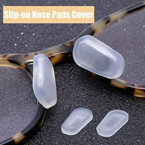 OPUGIT Eyeglass Nose Pad Covers, Slip-on Silicone Nose Pad for Glasses, Soft Eyeglass Repair Kit with Nose Piece Pads, Anti-Slip Eyewear Protective Covers Nose Bridge Pads(White,5 Pairs,L Size)