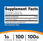 Nutricost L-Carnitine Tartrate Powder (100 Grams) - 1 Gram per Serving; 100 Servings