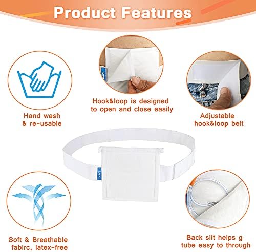 NEPPT G Tube Holder Belt Feeding Tubes Accessories G Tube Covers Peg Tube Gastrostomy Catheter Pd Dialysis Belt Pads Drainage Medical Abdominal Dialysis for Men Women(28"~37")