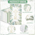 100PCS Greenery Religious Paper Napkins 3 Ply Blessed Cross Disposable Hand Towels for Bathroom Decorative Eucalyptus Guest Napkins for First Communion Holy Baptism Wedding Religious Spring Party