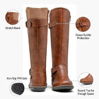 Jeossy Women's 9656 Knee-High Boots Fashion Riding Boots with Buckle