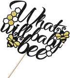 What Will Baby Bee Cake Topper,Gender Reveal Cake Decor,Bee Theme Birthday Cake Topper,Honey/Bee Beehive/Boy or Girl Gender Reveal Pregnancy Announcement Baby Shower Party Supplies
