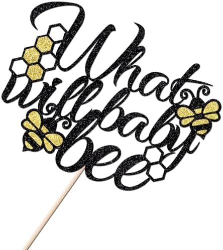 What Will Baby Bee Cake Topper,Gender Reveal Cake Decor,Bee Theme Birthday Cake Topper,Honey/Bee Beehive/Boy or Girl Gender Reveal Pregnancy Announcement Baby Shower Party Supplies