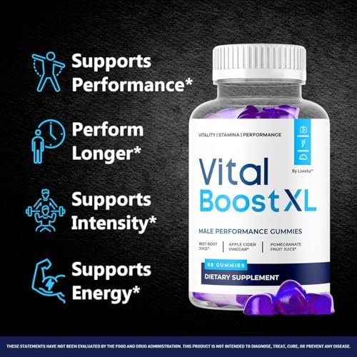 Vital Boost XL Gummies - Official VitalBoost XL Gummys for Men Premium Natural Ingredients - Maximum Strength, Advanced Formula Support for Overall Health & Wellness, 60 Gummies for 1 Month