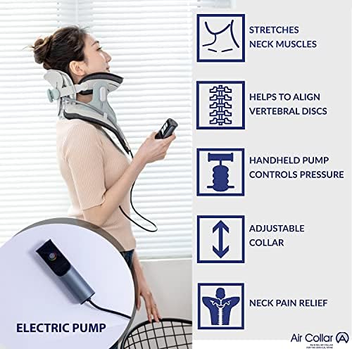 Neck Traction Device by Air Collar - Neck Stretcher - Cervical Traction Device - Neck & Shoulder Pain Relief - Stretcher Collar for Improved Spine Alignment - 2nd Generation (2nd Gen - Electric)