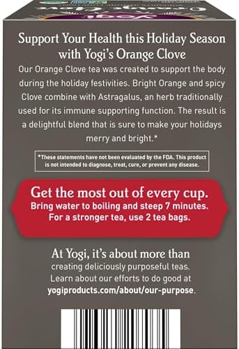 Yogi Tea Orange Clove - 16 Bags per Pack (4 Packs) - Limited Edition Organic, Caffeine-Free Holiday Tea - Immune Support - Includes Astragalus, Cinnamon, Ginger, Cardamom & More