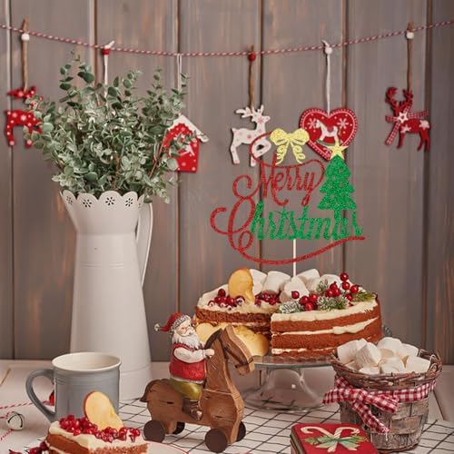 Merry Christmas cake Toppers Glitter Eve Xmas Cupcake Picks for Celebrating Merry Christmas Theme New Year Holiday Party Cake Decorations Supplies ﻿ (1)