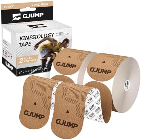 Kinesiology Tape, 40 Count Precut Strips 2 Rolls, Original Cotton Elastic Athletic Tape for Muscle Strain Relief & Joint Support, Waterproof & Breathable Sports Tape