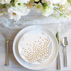 100 Pcs White Cocktail Napkins for Party,Disposable White beverage Napkins for Bar Wedding Birthday(Not gold leaf polka dots)