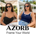 AZorb Retro Small Oval Cat Eye Sunglasses for Women Men, Narrow Vintage Flat Top Sun Glasses with UV400 Protection