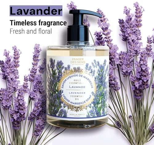 Panier des Sens - Soothing Lavender Moisturizing Liquid Hand Soap - French Provence Hand Wash - Savon de Marseille Soap with Olive Oil - Refillable Bottle - 97% Natural Ingredients - 16.9 Fl Oz