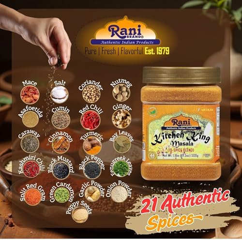 Rani Kitchen King Masala (20-Spice Curry blend) 17.5oz (1.1lbs) 500g PET Jar ~ All Natural | Vegan | No Colors | Gluten Friendly | NON-GMO | Kosher | Indian Origin